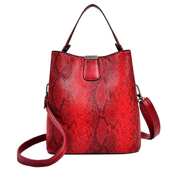 

women bag hnadbag shoulder messenger bucket snake pattern hasp fashion simple wild fashion temperament h1
