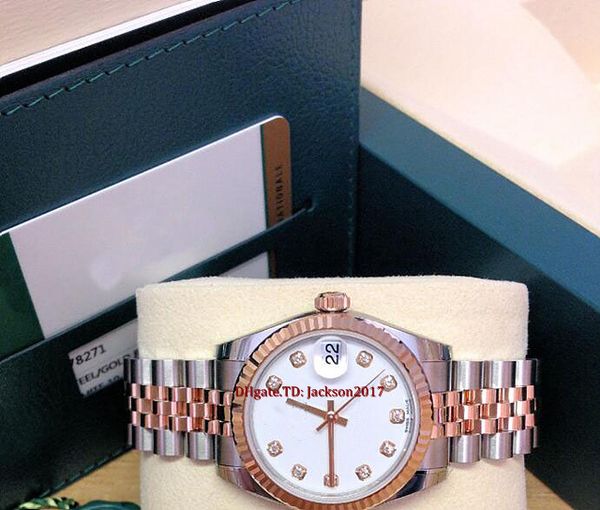 

original box certificate lady watch 31mm 178271 bi/colour white diamond dial asia 2813 movement automatic, Slivery;brown