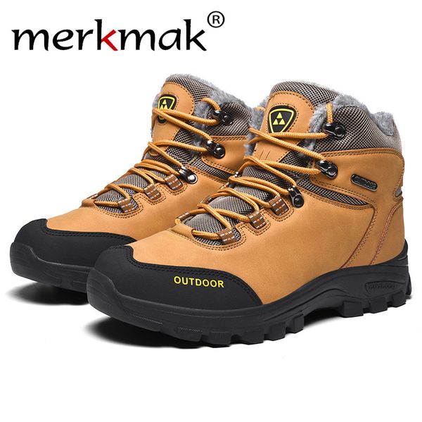 

large size plus velvet men's shoes winter models high to help safety outdoor hiking shoes waterproof anti-skiing ankle boots, Black