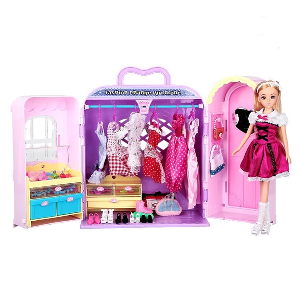Fashion Princess Wardrobe Doll Dream Chest Toy Play House Doll