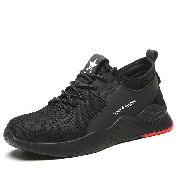 

plus size men fashion steel toe caps working safety shoes anti-pierce construction worker shoe non-slip platform security boots, Black