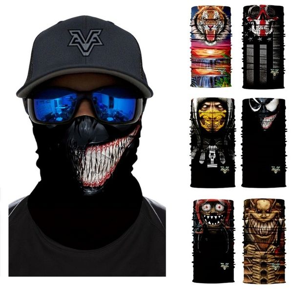 

the venom bike motorcycle ski seamless headwear skull neck bandanas sun windproof magic scarf cycling hiking mask, Black
