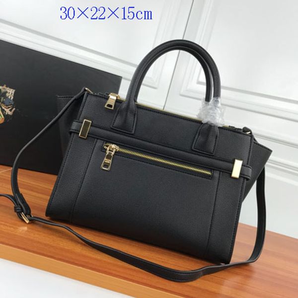 

designer totes women fashion handbags lichee grain real leather double zippers detachable belts versatile casual bags 30x22x15cm