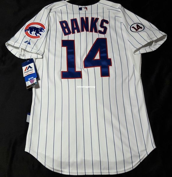 

majestic chicago #14 pinstripe ernie banks coolbase jersey mens stitched wholesale big and tall size xs-6xl baseball jerseys, Black;blue
