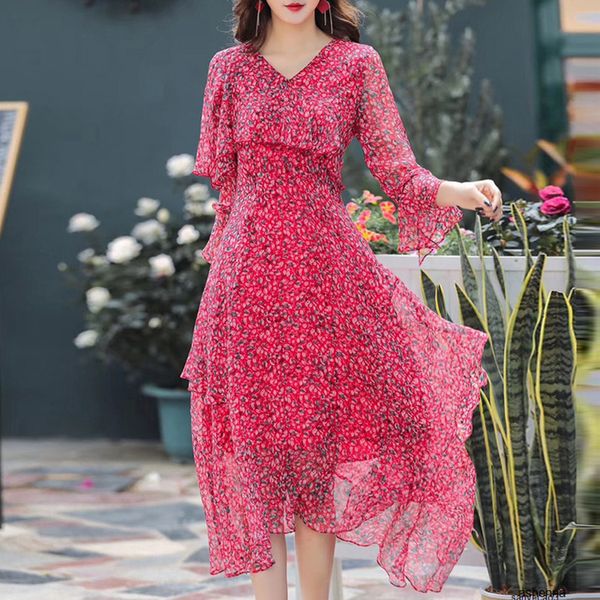 

womens designer mulberry slim elegant horn sleeve irregular silk dressqej7h, Black;gray