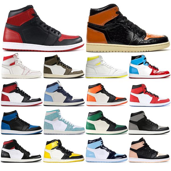 

with socksair jordan retro new mens basketball shoes 1s first class fligh 1 mocha backboard sport sneaker trainer size 36-46, White;red