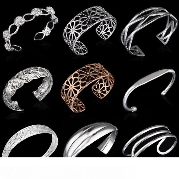 

925 серебряные ювелирные изделия для женщин бренд подвески браслет полые манжеты браслет браслеты, Black