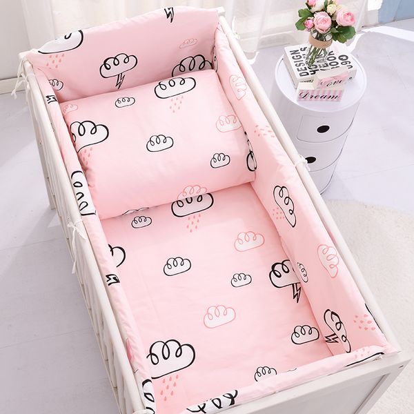 

6/9pcs pink cot bedding baby bumper baby bed decor nordic infant washable crib side protector 120*60/120*70cm