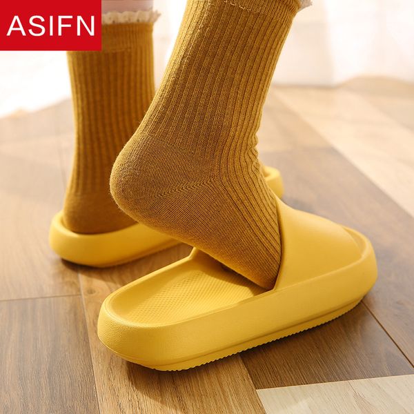 

asifn trend thick sole home women slippers heel ladies platform flat shoes non-slip living room indoor slides women's slippers, Black