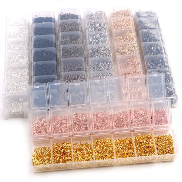 

1450pcs/one set box 3 4 5 6 7 8 10mm 8 colors open jump rings split rings link loop for diy jewelry making findings connector, Blue;slivery