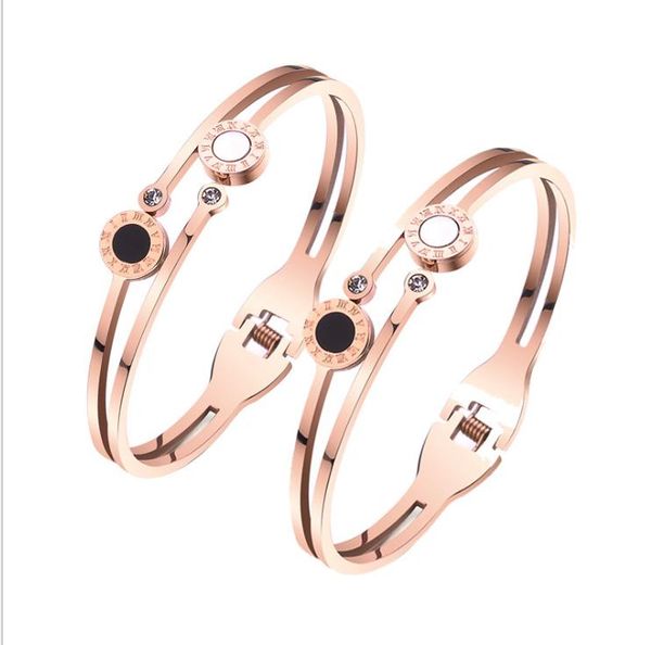 

fashion rose gold titanium steel bracelet digital ladies handle shell bracelet, Golden;silver