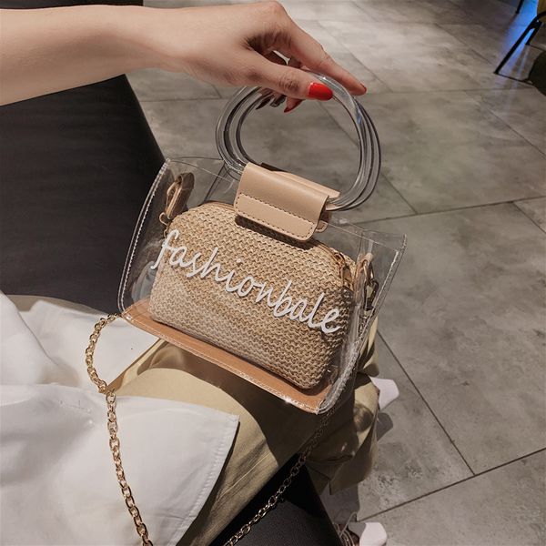 

прозрачно мешок женщин в 2020 новый летний crossbody мешок диких цепи плеча моды сумки