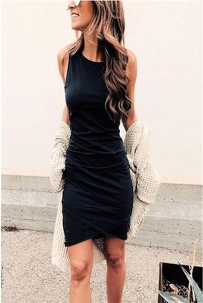 

женские bodycon платья 2019 новое прибытие женщины сплошной цвет короткие платья без рукавов дамы повседневная летние юбки женская одежда ра, Black;gray