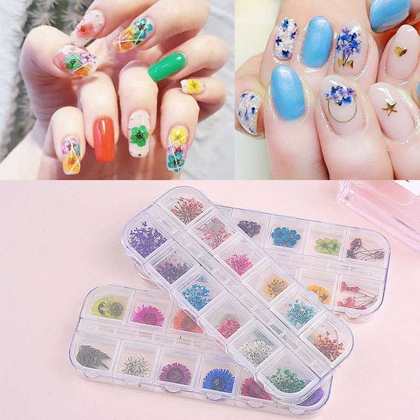 Acheter Mélanger Les Couleurs Fleurs Séchées Pour Nail Art Décorations Ongles Naturel Fleurs Sèches Ensemble Gel Polish Astuce 3d Diy Floral Potpourri