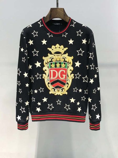 

27europe and america 19ss men's sweater casual fashion summer men's sweater pullover clothes printed sweater man m-xxxl #37, Black