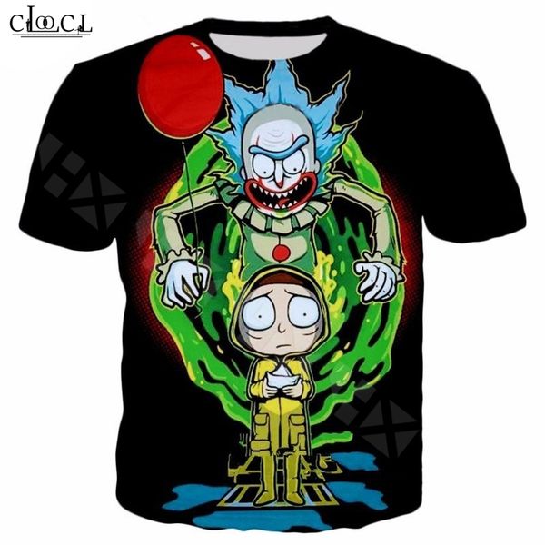 

2020 новый стиль аниме рики и морти футболки футболки мужские женские 3d full печатается с коротким рукавом мода дикого harajuku пары tops, White;black