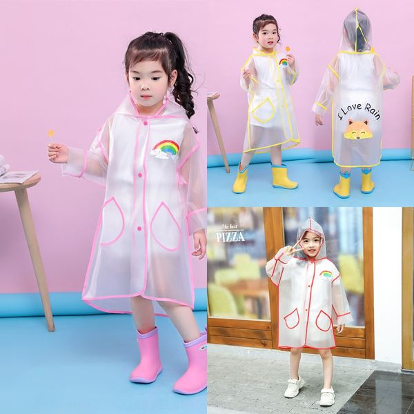 

children's raincoat kindergarten boys and girls baby waterproof poncho children's pupil eva transparent cloak cloak raincoat, Red;brown