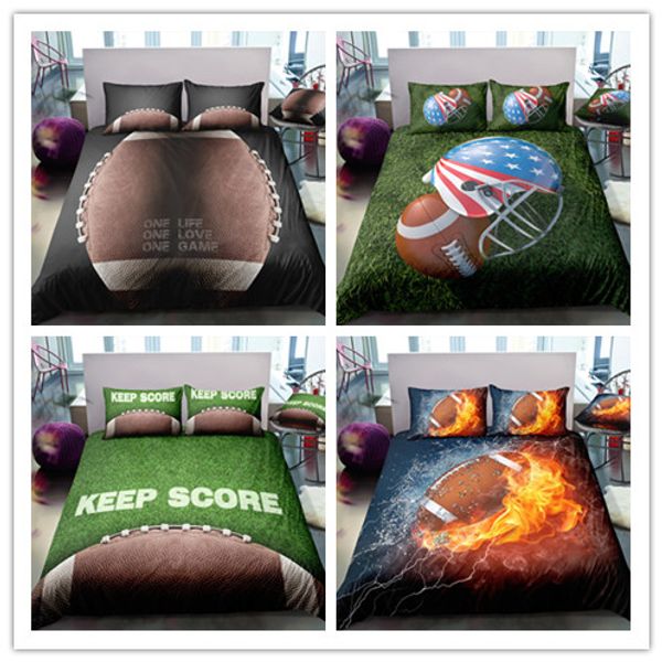 

3d football printing bedding sets rugby matches printing sports youth loving new style 2/3 pcs