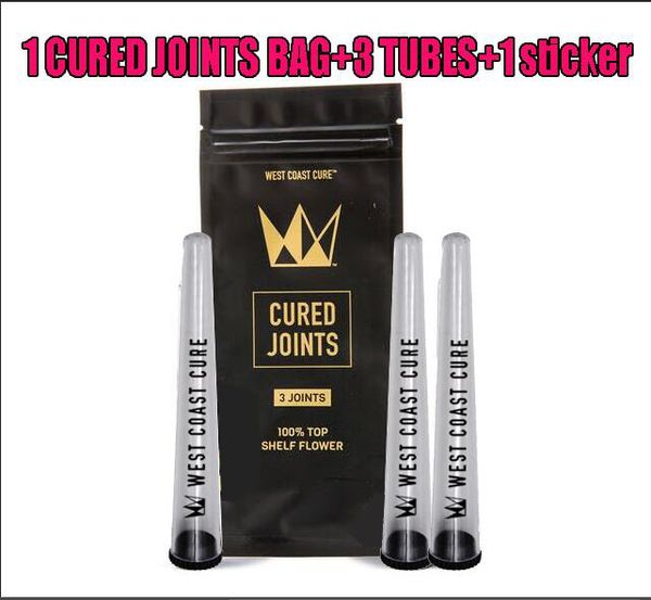 

3 joints west coast cure cured joints bag +plastic tubes packaging 2020 moonrock preroll pre-rolled tube packaging