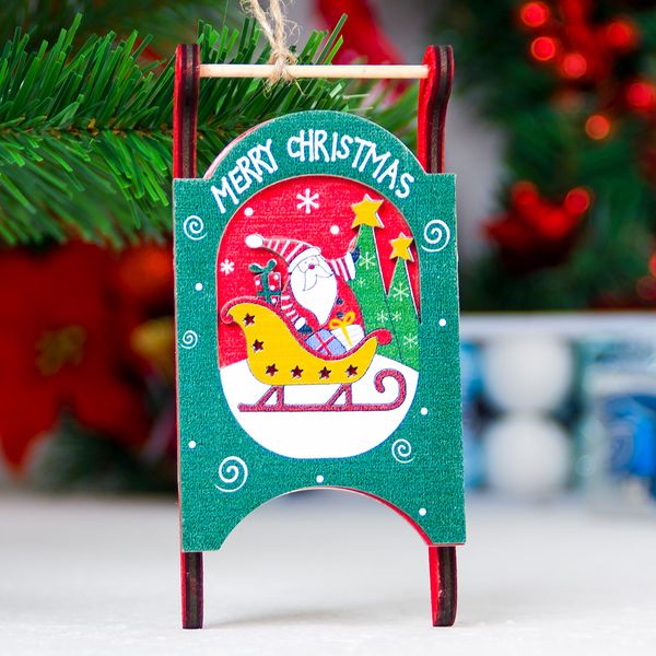 

xmas tree ornament christmas wooden sleigh sled decor decorations