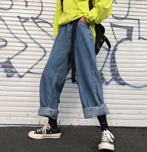 

waist jeans pants women 2019 boyfriend jeans for women harajuku denim harem pants ladies wide leg blue
