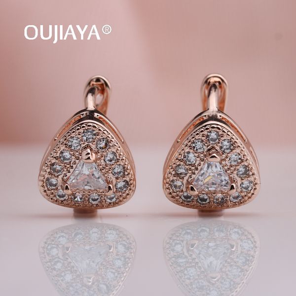 

dangle & chandelier oujiaya lovely triangle 585 rose gold dorp earrings woman natural zircon jewely wedding luxury birthday gifta224, Silver