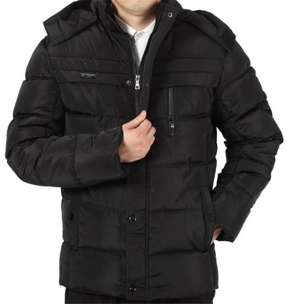 

mens panelled designer cotton padded jackets fashion zipper mulit pockets mens hooded coats casual males clothing, Black;brown