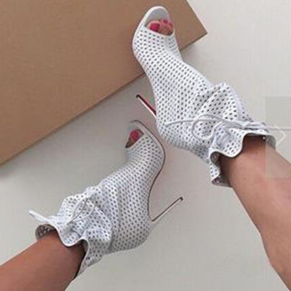 

doratasia 2019 brand new hollow big size 34-47 customized boots women shoes woman thinhigh heels shoes women summer boots, Black