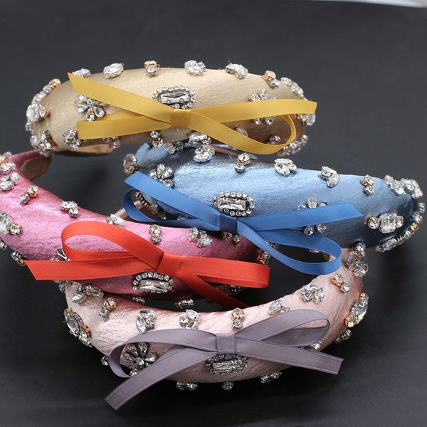 

beautiful fashion ladies headbandn rhinestone bow headband headband hair band female girl hair accessories 849, Golden;white