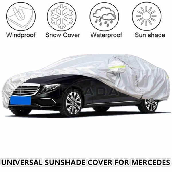 

1x universal full car windshield cover for mecedes w176 w177 w205 w213 sedan/suv sun rain snow uv protection silver car umbrella