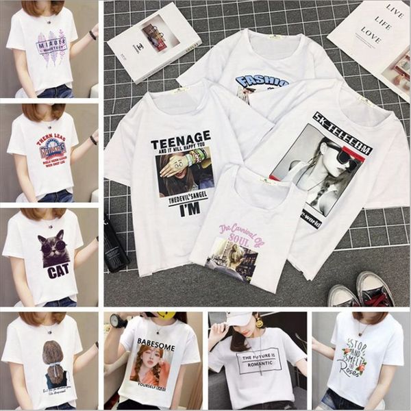 

2020 female loose student super ins cartoon white short sleeve fashion 2020t-shirt female loose student super ins cartoon white shor