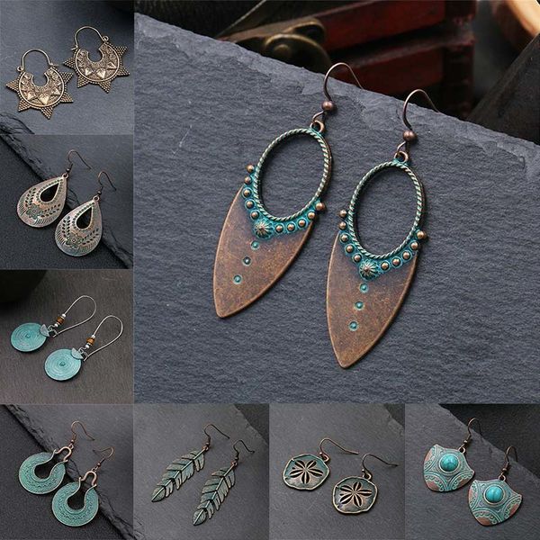 

9 pairs / set bohemia european and american women alloy earrings, Silver