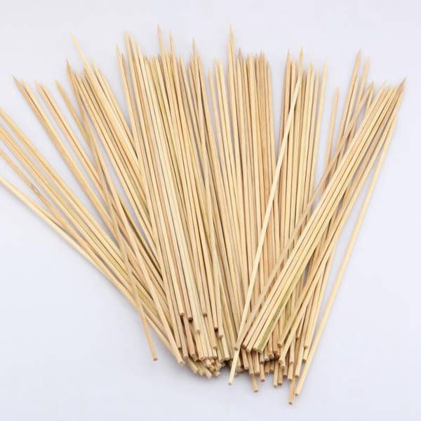Spiedini di bambù naturale Bastoncini BBQ Barbeque Frutta Kabob Forchetta per arrostire 40cm x 4mm Twister Cotton Floss Sticks