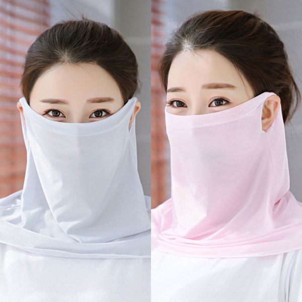 

oh5af shipping women scarf face mask 16 styles silk chiffon face outdoor windproof half sunshade dust-proof handkerchief masks scarf, Black
