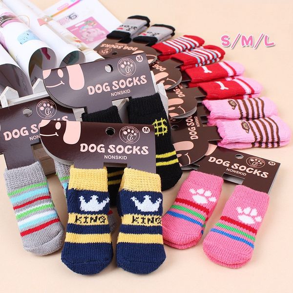 

pets warm socks puppy dogs cats soft cotton anti-slip knit weave sock non-slip bottom teddy socks