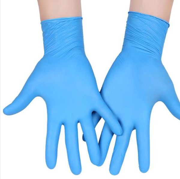 

dhl ready to ship blue insulated protective nitrile disposable gloves powder (non latex) pack of 100 pieces anti-skid gloves 002