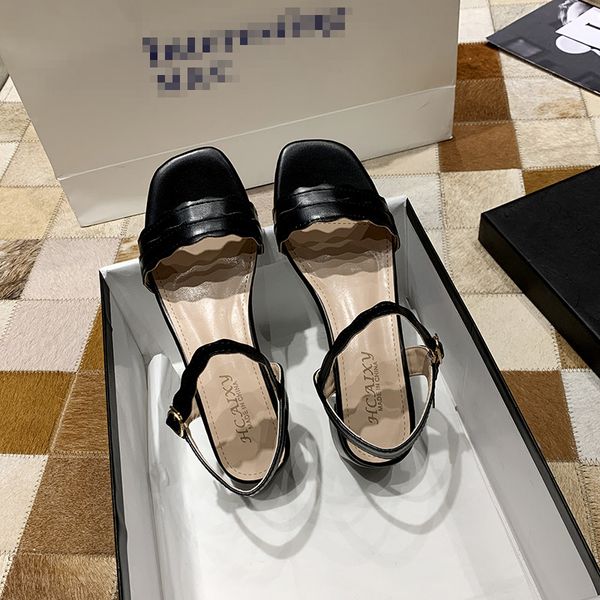 

open toe comfort shoes for women med clear heels 2020 summer luxury sandals suit female beige shallow mouth peep comfort block, Black
