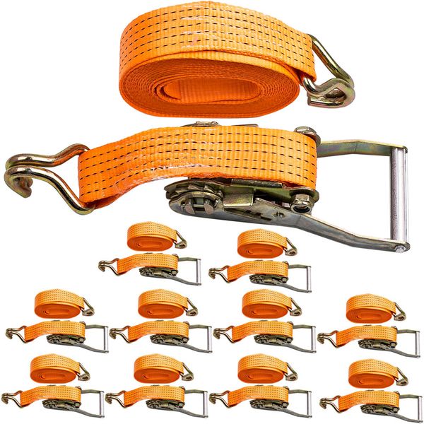 

10x 6m 5000kg 5 ton heavy duty ratchet strap tie down j hook lashing strap