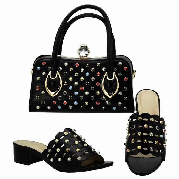 

new italian ladies shoes and bags to match set women shoes and bag set african sets 2018 nigerian women party shoes and bag set, Black