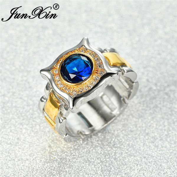 

two tone серебро золото геометрические обручальные кольца для мужчин женщины синий зеленый кристалл камень mens кольцо циркон обручальное ко, Slivery;golden