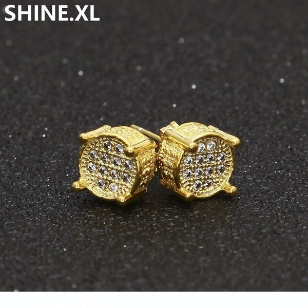

хип-хоп новая мода iced out bling серег золота цвет все rhinestone bling круглый серьги стержня для мужчин женщин, Golden;silver