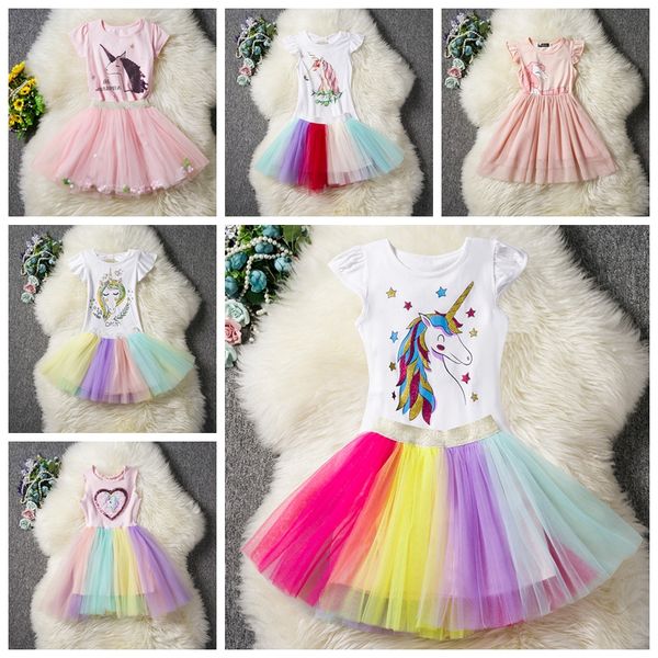 

cartoon unicorn baby girls dress suit cotton t-shirt with bow+tutus skirts 2pcs/lot child summer outfits kids princess suit l-jja1814, Black