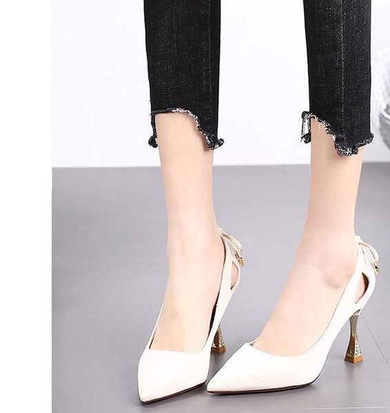 

2020 spring and autumn with new style fashion high heel pointed end bowknot women's shoes@mqwbh740, Black