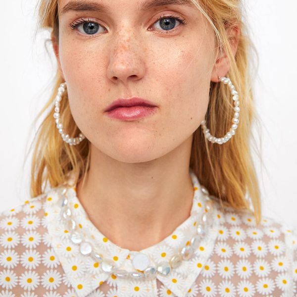 

oversize pearl hoop earrings for women girls unique twisted big earrings circle earring brinco statement fashion jewelry, Golden;silver