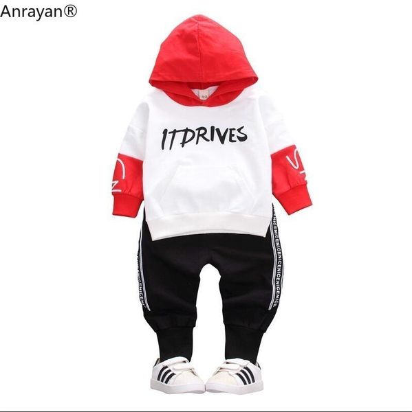 

spring toddler cotton clothes fashion 2019 children girls boys sport hooded jacket pants long sleeve baby casual kids tracksuits, White