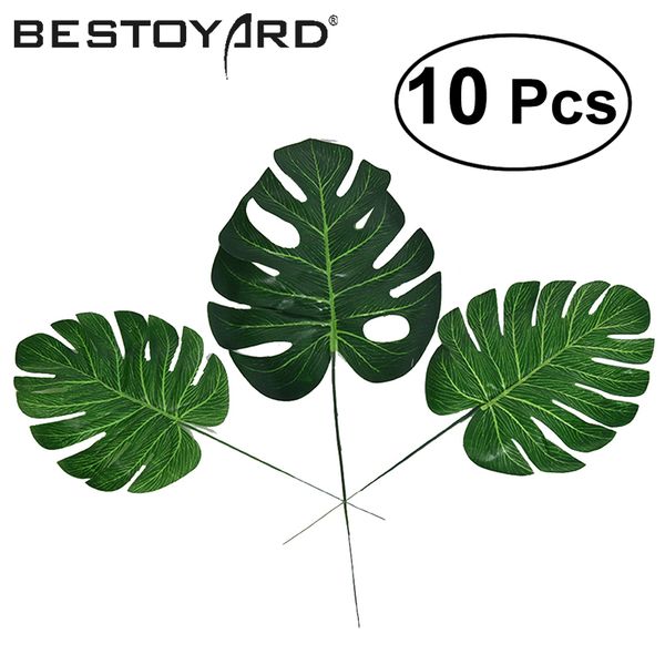 

10pcs high simulation artificial monstera tropical plant leaf home party office store wedding event party decorations
