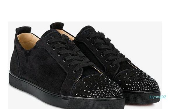 

designer shoes studded spikes sneakers junior red bottom low flat trainers jungle green mens suede leather party shoes us 5-12.5 z02, Black