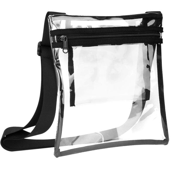 

pvc clear cross-body purse approved clear bag with inner pocket and adjustable strap for sports event concert festival