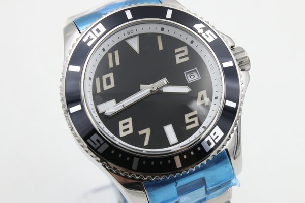 relógio super-oceano A1736402 movimento automático 42MM mostrador preto anel branco Top homens bottom presente 316 esportes banda de aço inoxidável relógio do homem