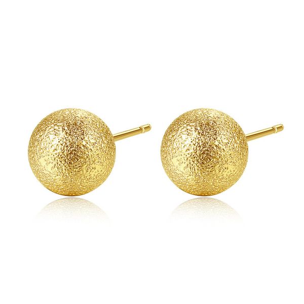

frosted copper ball stud earrings - silver/gold plated for women | 5mm-10mm diameter balls, Golden;silver